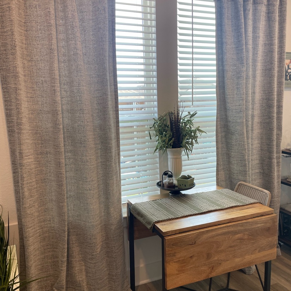 West Elm Ivory/Charcol tweed drapes 96 x 48- 2 panels included.